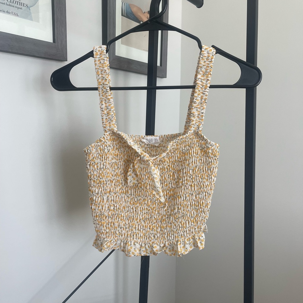Floral yellow and white crop top